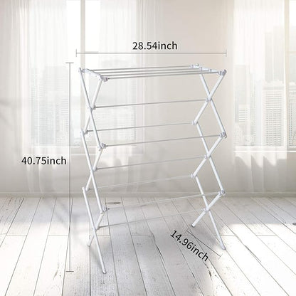 3 Tiers Foldable Clothes Drying Rack, Vertical Laundry Rack Portable and Collapsible for Storage Indoor Outdoor, White