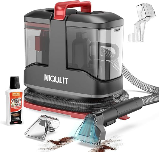 Portable Carpet & Upholstery Cleaner Machine - 15Kpa Deep Cleaning for Area Rugs, Pets, Couch & Car, Cleaning Machine with Dual Size BrushHead & Self-Cleaning System, Spot Cleaner for Stairs/Furniture