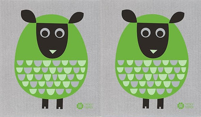 Trendy Tripper 2-Pk Earth-Friendly Reusable COMPOSTABLE ECO Sponge Cloth | AKA Swedish Dishcloth by Jenn Ski (2-Pk Bright Green on Grey)