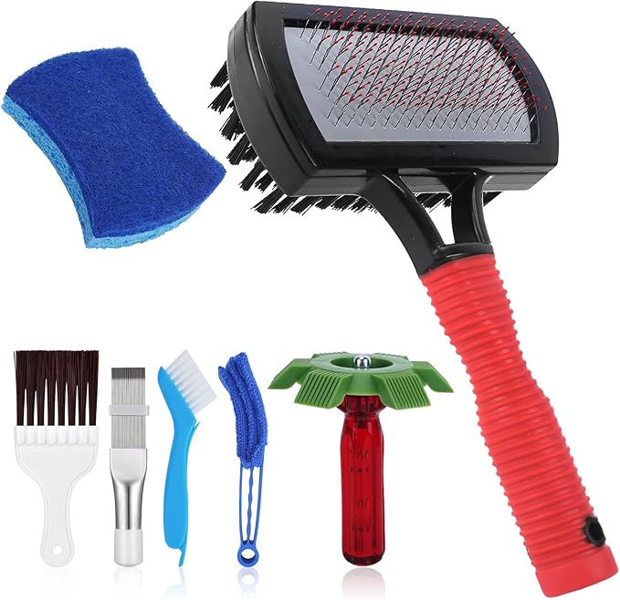 Aufind 7 PCS Different Air Conditioner Fin Cleaner kit, Brush Condenser Ac Coil Cleaner Air Refrigerator Fin Cleaner Evaporator Radiator Repair Clean Tool (red)