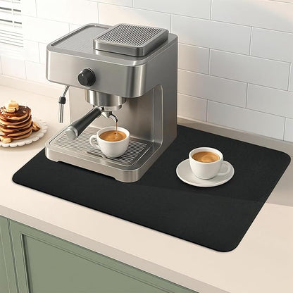 Dish Drying Mat Super Absorbent Dish Drying Mat Coffee Bar Accessories,Drying Mats for Kitchen Counter, Fit Under Coffee Maker, Pot, Dish Rack,16"x24", Black