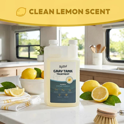 Liquified RV Toilet Treatment - Gray Holding Tank Digester - Odor Eliminator - Lemon Scent - Matts RV Reviews