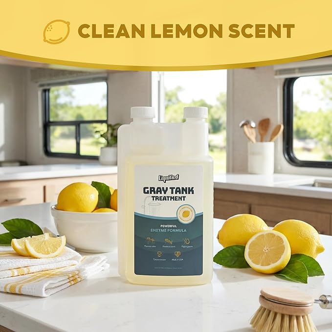Liquified RV Toilet Treatment - Gray Holding Tank Digester - Odor Eliminator - Lemon Scent - Matts RV Reviews - 3 Pack