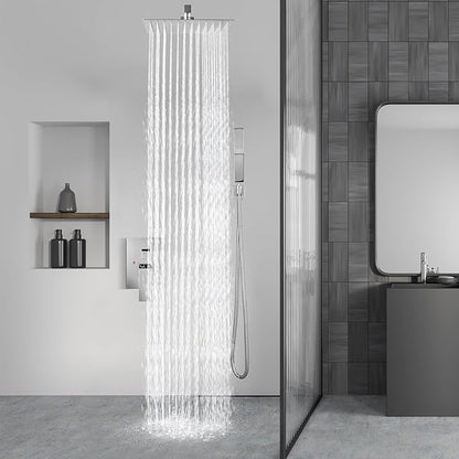 Aolemi Shower Faucet Set Rain Shower System with Handheld Spray Bathroom Shower Combo Rough-in Valve and Shower Trim Kit Included Polish Chrom 10 Inch Wall Mount Shower Head