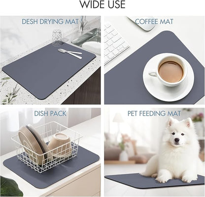Drying Mat for Kitchen Countertops, Coffee Mat Hide Stain Rubber Backed Absorbent Dish Drying Mat