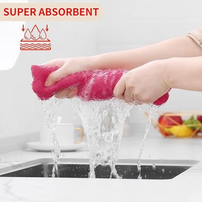 Kitinjoy 100% Cotton Waffle Weave Kitchen Hand Towels (13 X 28 Inches,Hot Pink), 12-Pack Super Soft and Absorbent Dish Towel for Drying Dishes