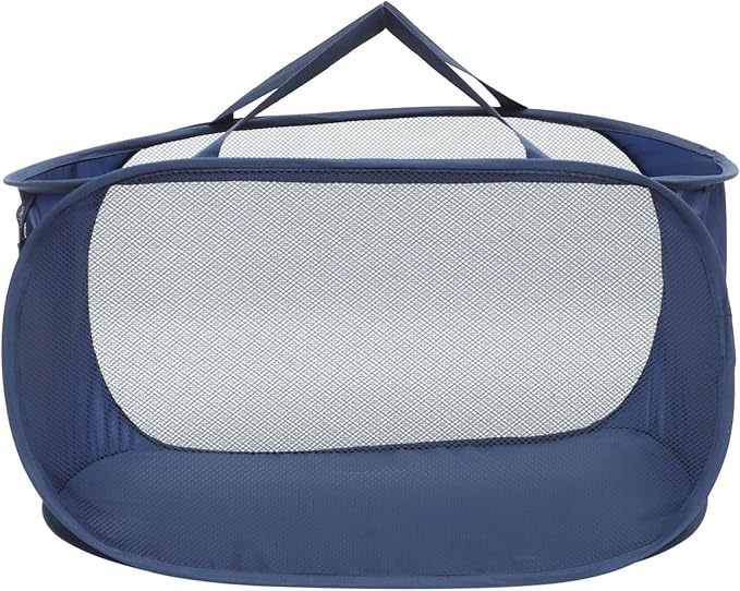Hemobllo Foldable Mesh Laundry Basket with Handles Large Wire Laundry Hamper for Bedroom Bathroom Nursery Organizer Bin for Dirty Clothes Storage