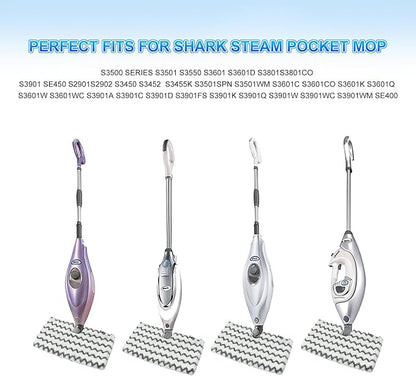 6 Pack Steam Mop Replacement Pads for Shark S3500 Series Steam Mop S3501 S3601 S3550 S3901 SE450 S3801CO S3601D S2901 S2902 Steam Pocket Mop, Reusable Heavy Scrub Steam Mop Pads for Floor Cleaning