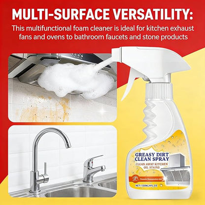Heavy Duty Kitchen Degreaser Foam Cleaner - Fast-Acting Grease Remover for Stove & Oven, Powerful Multi-Purpose Cleaning Spray for Home & Bathroom (1)
