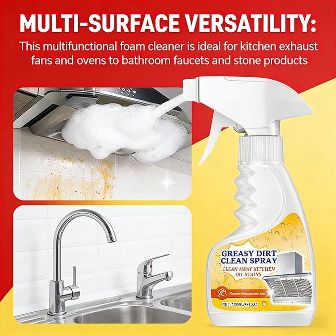 Heavy Duty Kitchen Degreaser Foam Cleaner - Fast-Acting Grease Remover for Stove & Oven, Powerful Multi-Purpose Cleaning Spray for Home & Bathroom (2)