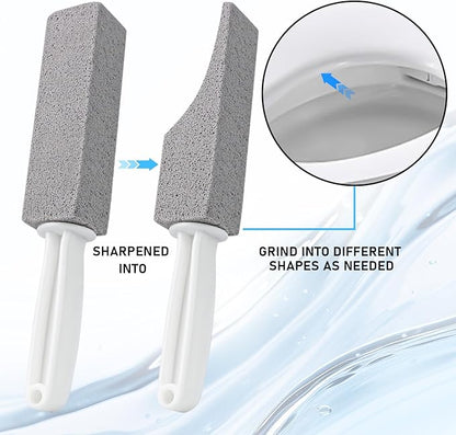 ddLUCK 4 Pack Pumice Cleaning Stone with Handle, Toilet Bowl Cleaner Toilet Brush with Non-Slip Long Plastic Handle for Kitchen/Bath/Pool/Household Cleaning