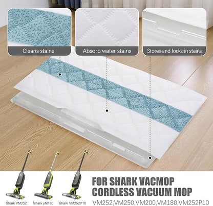 Disposable Mop Pad Refills compatible with Shark VACMOP Pro, 10 Pack, for VM252, VM200, VM190, VM250, VM251, VM200C, VM252C, QM250, VC205