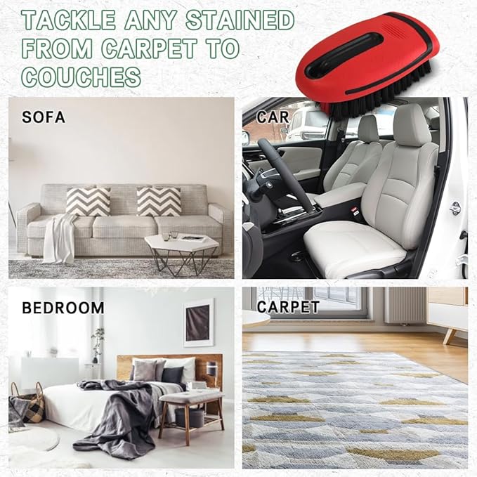 Carpet and Upholstery Cleaning Brush, Stiff Bristle Carpet Detailing Scrubber Brush, Multi-Functional Car Detailing Scrub Brushes, Cleaning Brushes for Car and Home Couch Floor Mats (Red)