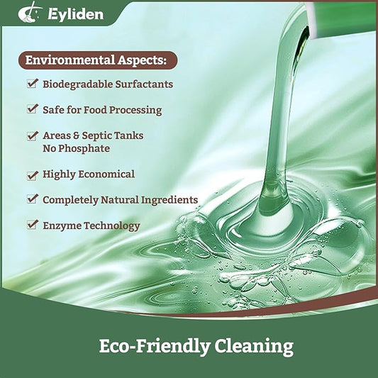 Eyliden 4pcs Bio-Enzyme Floor Cleaner - pH Neutral, Completely Natural Ingredients, Slip Resistance, Biodegradable Surfactants - Only Fit JX-30 Spray Mop (4x 10ml Cleaner Concentrate)