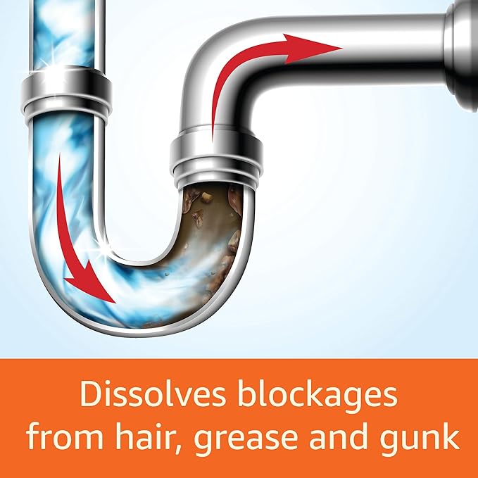Amazon Basics Max Strength Drain Cleaner Gel, Hair Clog Remover, Dissolves Grease, Safe on All Pipes, 80 Fl Oz