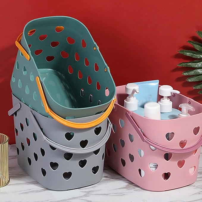 Laundry Hamper, Bathroom Organizers And Storage, Plastic Storage Baskets With Handles Hollow Shower Baskets With Holes, Bathroom Organizers Toiletry Bag Basket (green)