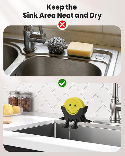 3D Printed Sponge Holder for Kitchen, Funny Sponge Holder, Drainable Scrub Stand Sponge Caddy, Cute Drying Rack Accessories for Kitchen Sink, Keeps Sink Dry and Organized