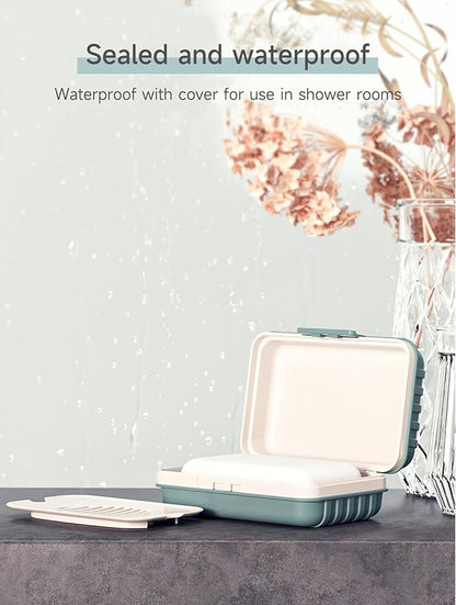 Doter Travel Soap Holder with Lid - Draining Soap Box for Shower -Compact Travel Soap Case Leak-Proof Design for Camping, Hiking, Gym & Outdoor Use | Keeps Soap Dry & Hygienic