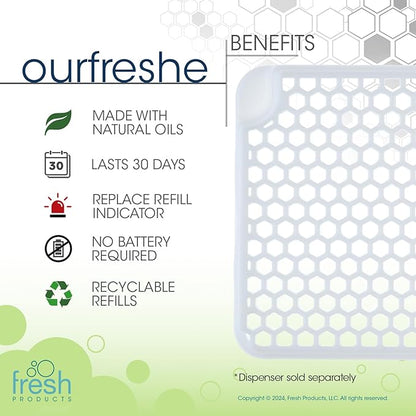 Fresh Products ourfreshe Plug In Air Freshener 30 Day Refills Replace Messy Aerosols with Dry Fragrance For Use in Medium Sized Spaces Coconut Vanilla 6 Pack
