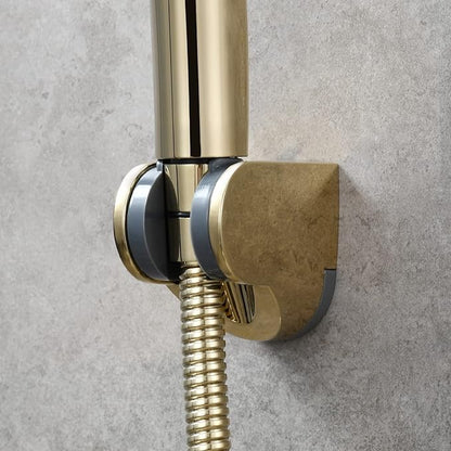 Tecmolog Adjustable Shower Head Holder Wall Mount Handheld Shower Bracket Plastic for Bathroom, Zirconium Gold, ST01J1