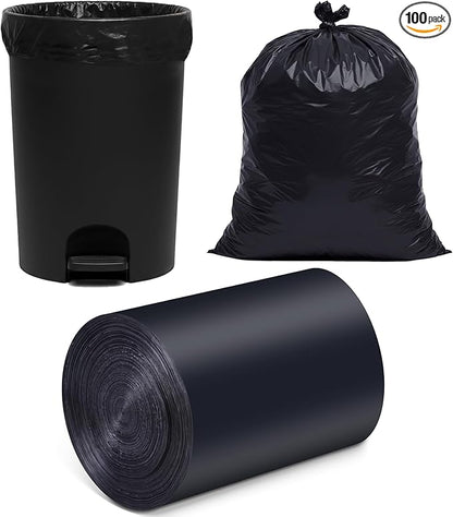 MakMeFre 8 Gallon Multipurpose Tear-Resistant Trash Bags,Heavy Duty,Tastless and Black Garbage Bags (100 Count,50x60cm)