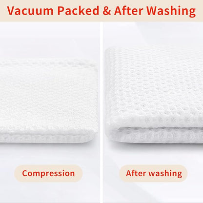 Homaxy 100% Cotton Waffle Weave Kitchen Dish Towels, Ultra Soft Absorbent Quick Drying Cleaning Towel, 13 x 28 Inches, 12-Pack, White