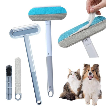 Pet Hair Removal Tool, 4 in 1 Reusable & Washable Dog & Cat Hair Remover, Multifunctional Pet Hair Remover with Extendable Handle & 2 Built-in Brushes, Easy Fur Cleaning for Furniture and Carpet