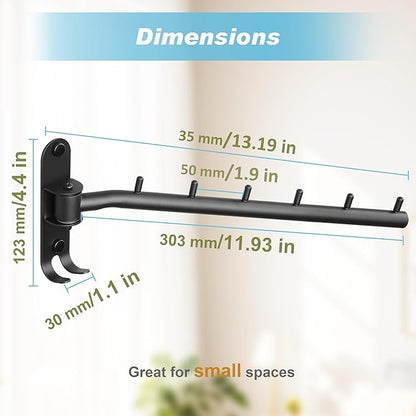 Alise Wall Mounted Drying Rack,Swivel Clothes Drying Rack Stainless Steel,Space Saving Clothes Hanger Rack,Heavty Duty Clothes Wall Drying Rack for Laundry Closet Bedroom/Bathroom,Matte Black,2 Pack