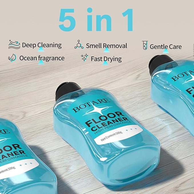 Floor Cleaner Liquid for Mopping, Household Deep Cleaning Solution for Wood,Hardwood,Tile,Laminate,Marble & Porcelain & Bathroom,Ocean Scent,17.6 Fl Oz Each(1 Bottle+1 Cleaning Cloth)