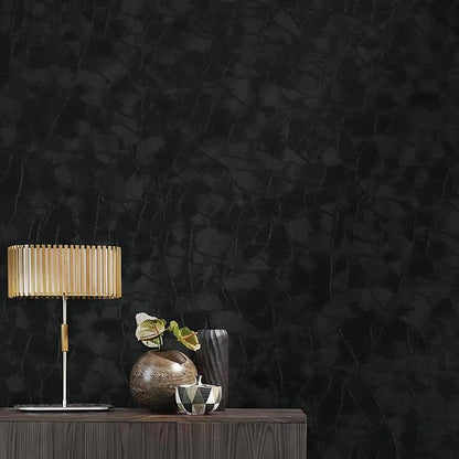 Yasinet Peel and Stick Wallpaper Black Removable Wallpaper Modern Black Contact Paper Dark Thicken Self Adhesive Textured Wall Paper for Cabinets Badroom Waterproof Vinyl 196.8"x 15.7"