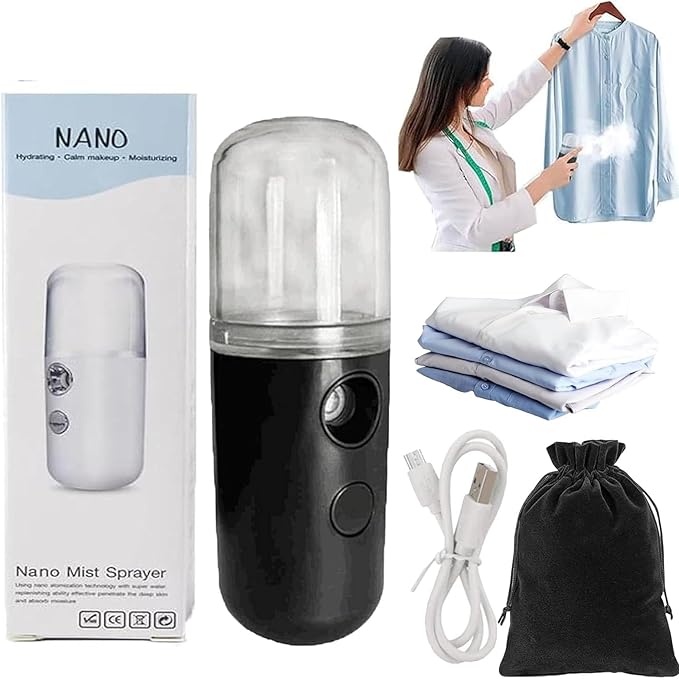 Easy Care Sunshine 15s Heat up Mini Travel Steamer, Easycare Sunshine Mini Travel Atomizer, Mini Handheld Garment Steamer, Fabric Steam Iron for Home and Travel (Black)