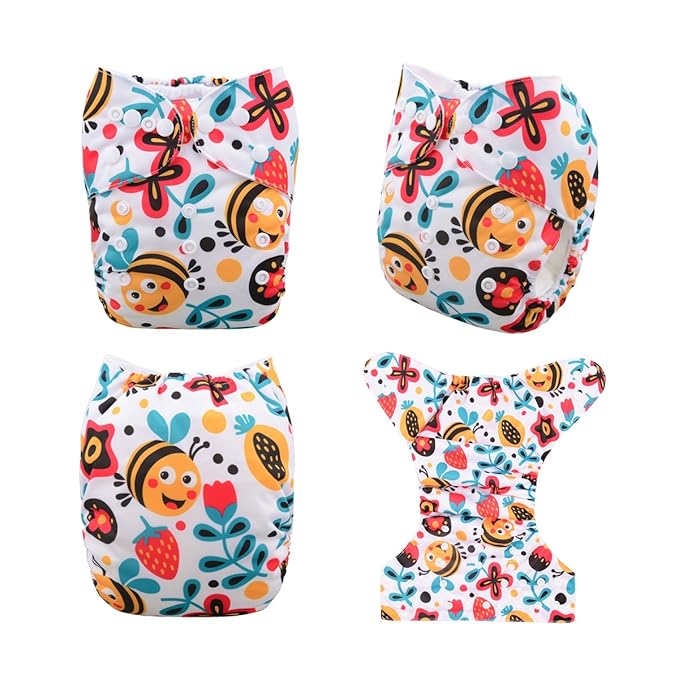 babygoal Reusable Cloth Diapers for Girls, Adjustable Washable Nappy 6pcs+ 6pcs Microfiber Inserts+One Wet Bag 6YDG08
