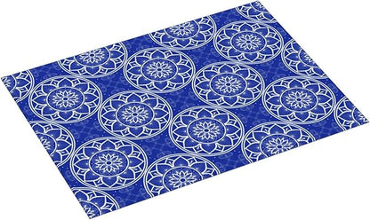 Chinoiserie Blue White Porcelain Dish Drying Mats for Kitchen Counter Sink, Absorbent Microfiber Drying Pad for Dishes, Washable Foldable Chinoiserie Kitchen Mat for Dining Area, Home Decor, 18" x 24"