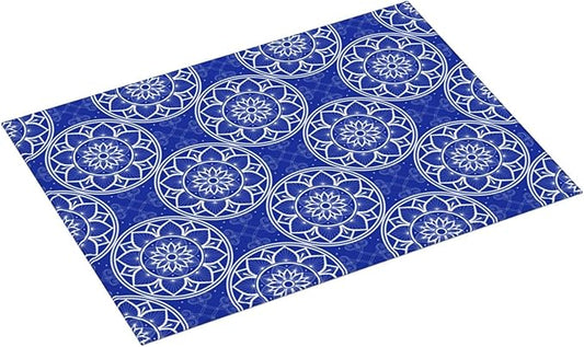 Chinoiserie Blue White Porcelain Dish Drying Mats for Kitchen Counter Sink, Absorbent Microfiber Drying Pad for Dishes, Washable Foldable Chinoiserie Kitchen Mat for Dining Area, Home Decor, 18" x 24"