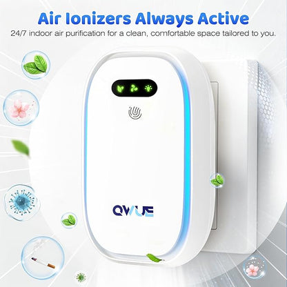 Air Ionizers with Warm Night Light (4 Pack), Plug in Negative Ion Air Purifier, Quiet Air Freshener for Odors, Smoke, Dust, Portable Air Purifiers for Home, Office, Bedroom, Bathroom, Mini Air Cleaner