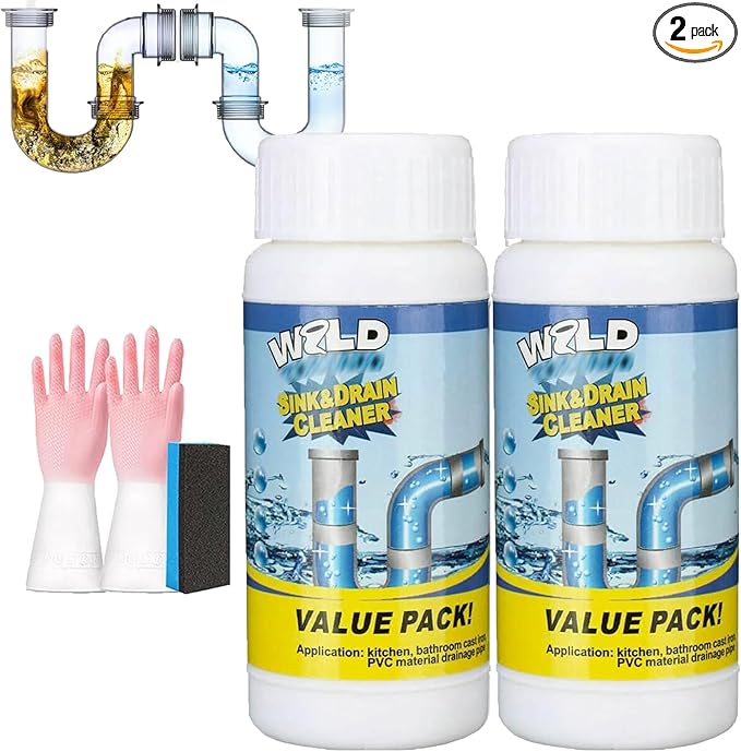 Wild Tornado Drain - Ivyever Drain Cleaner, World Quick Pass Sink & Drains Cleaner, Portable Powder Cleaning Tool for Kitchen Toilet Pipe Dredging (2pcs)