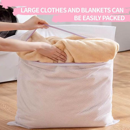 Extra Large Mesh Laundry Bags Washing Bag 2Pack Delicates Bag and Zipper Laundry Bag Jumbo for Washing Machine Large Mesh Bags for Blankets, Bedding, Coats, Toys (2PCS-XXXL)