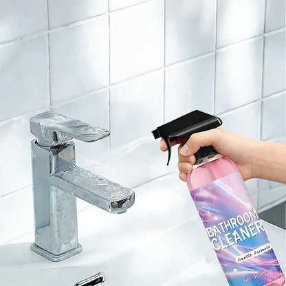 Bathroom Cleaner, All-Purpose Powerful Pink Bathroom Cleaner Spray Kit with Foam Descaler Spray, Microfiber Towel, and Scrub Sponge – Gentle Formula for Tubs, Tiles, Showers, and Glass Surfaces 300ml
