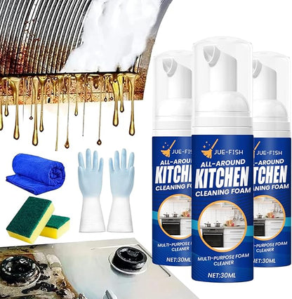 Kitchen Foam Cleaner, All-Round Kitchen Cleaning Foam, Japanese Multi-Purpose Cleaner Spray, Quickly Remove Oil & Dirt and Free Your Hands (3Pcs)