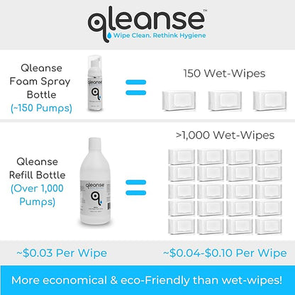 Qleanse Toilet Paper Foam Spray and Caddy (Family Pack)