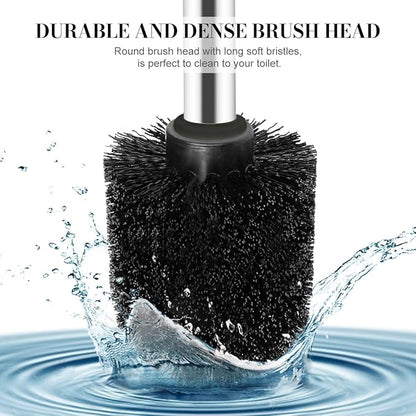 Toilet Brush and Holder, 2 Pack Toilet Brush with 304 Stainless Steel Long Handle, Toilet Bowl Brush for Bathroom Toilet-Ergonomic, Elegant,Durable (Blue)