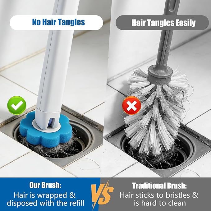 Disposable Toilet Brush and Holder Set, 2 Pack Toilet Wand Kit with 72 Refills, Wall Mounted Toilet Bowl Cleaner System Kit, Toilet Scrubber for Bathroom Cleaning Sink Bathtub