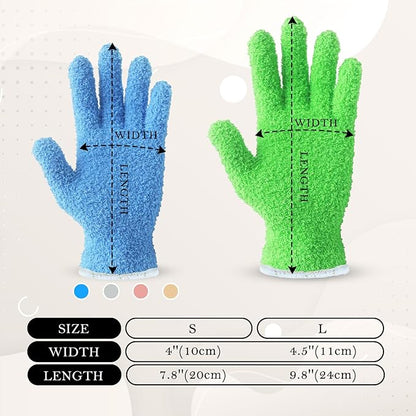 Evridwear Microfiber Gloves for Plant Dusting,2 Pairs Reusable Leaf Cleaning Glove for Houseplants,Blinds,Furniture and Small Objects