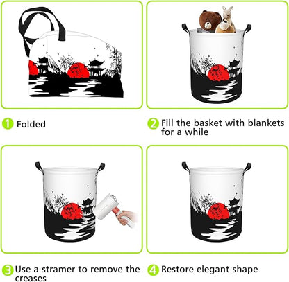 Laundry Basket Japanese Mountains Laundry Hamper Large Laundry Basket Storage Basket Tote Bag Collapsible Organizer Basket for Bathroom,Laundry,Bedroom 17.3 x16.5 Inch