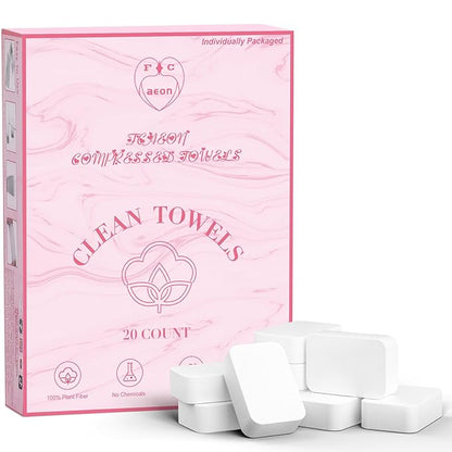 Disposable Face Towel 20 Count Compressed Towel Tablets 12×9 Inch Washcloths for Facial Cleansing Skincare Routine Hotel Stay Bathroom Gym Workout Camping Hiking Portable Travel Cloths (Pink)