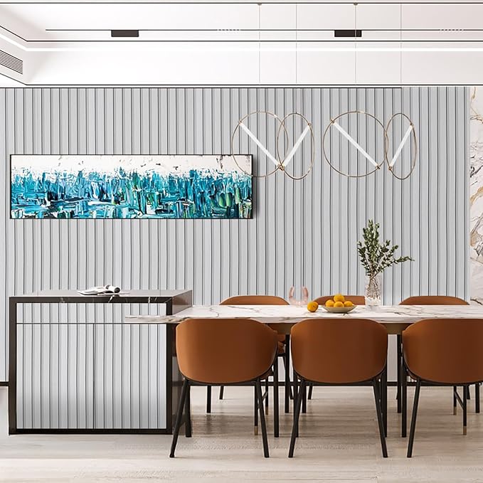 White Wood Slat Wallpaper - Peel & Stick Self-Adhesive (35.4" x 200" Large Roll), Wood Effect Contact Paper for Walls, Removable DIY Wall Covering for Bedroom, Living Room & Accent Walls