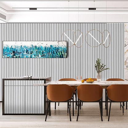 White Wood Slat Wallpaper - Peel & Stick Self-Adhesive (17.5" x 200"), Wood Effect Contact Paper for Walls, Removable DIY Wall Covering for Kitchen, Bathroom & Feature Walls