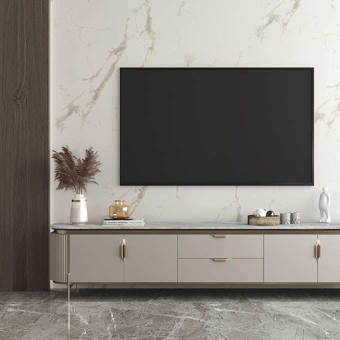 LACHEERY 24"x160" White and Gold Marble Contact Paper 24 Inch Wide Marble Peel and Stick Countertop Contact Paper Waterproof Self Adhesive Marble Peel and Stick Wallpaper for Walls Counter Tops Vinyl
