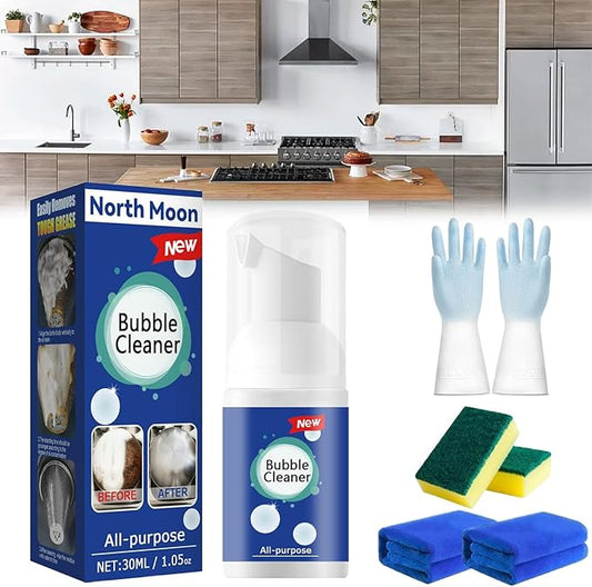 All-Purpose Rinse-Free Cleaning Spray, Bubble Cleaner Foam, All Purpose Bubble Cleaner Kitchen Deep Cleaning Spray, Powerful Stain,Stubborn Grease & Grime Remover Bubble Spray (1Pcs-30ML)