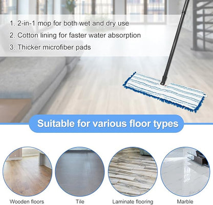 4 Pack Mop Heads Replacements Compatible for Ocedar Dual-Action Microfiber Flip Mop, Double Sided Mop Replace Head Mop Refills with Microfiber & Chenille for Dry Wet Use, Reusable, Machine Washable